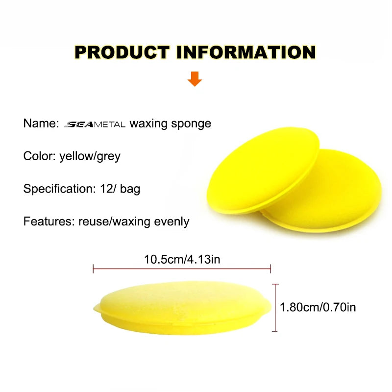 12Pcs Car Waxing Polishing Foam Sponges - High Density Round Applicator Pads