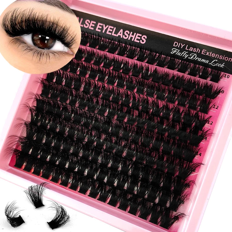 Fluffy 5D False Eyelash Clusters 10-18mm Mix Wispy Individual Lashes DIY Extensions