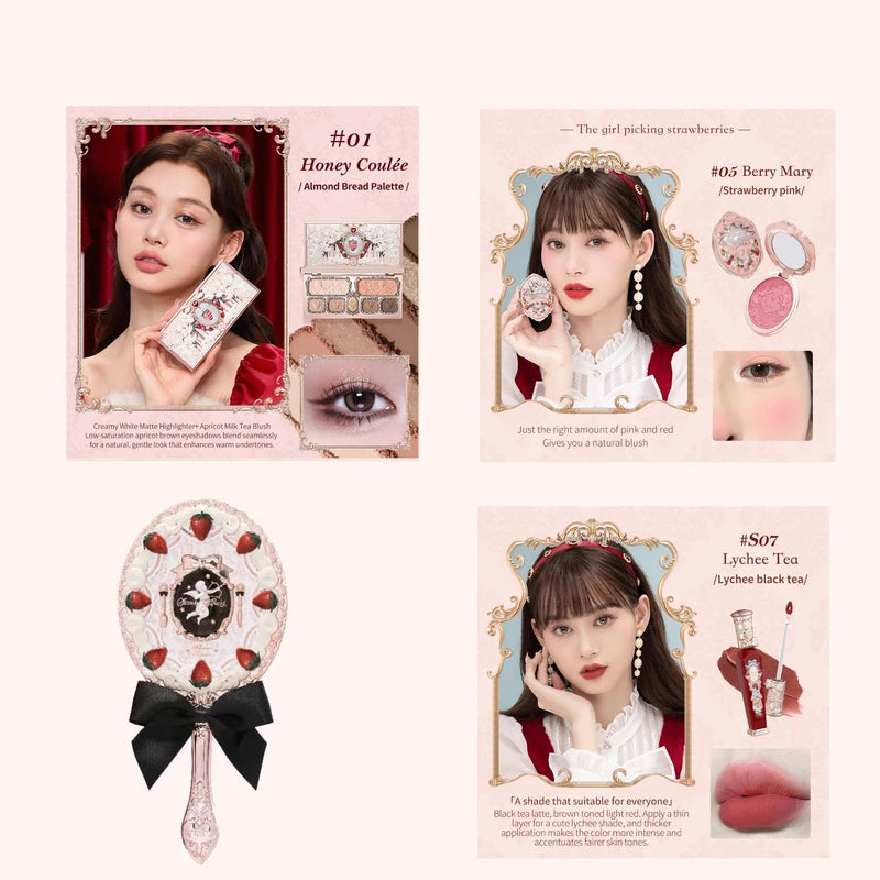 Vegan Makeup Set with Eyeshadow Blush Lipstick & Perfume Kit - Multiple Colors