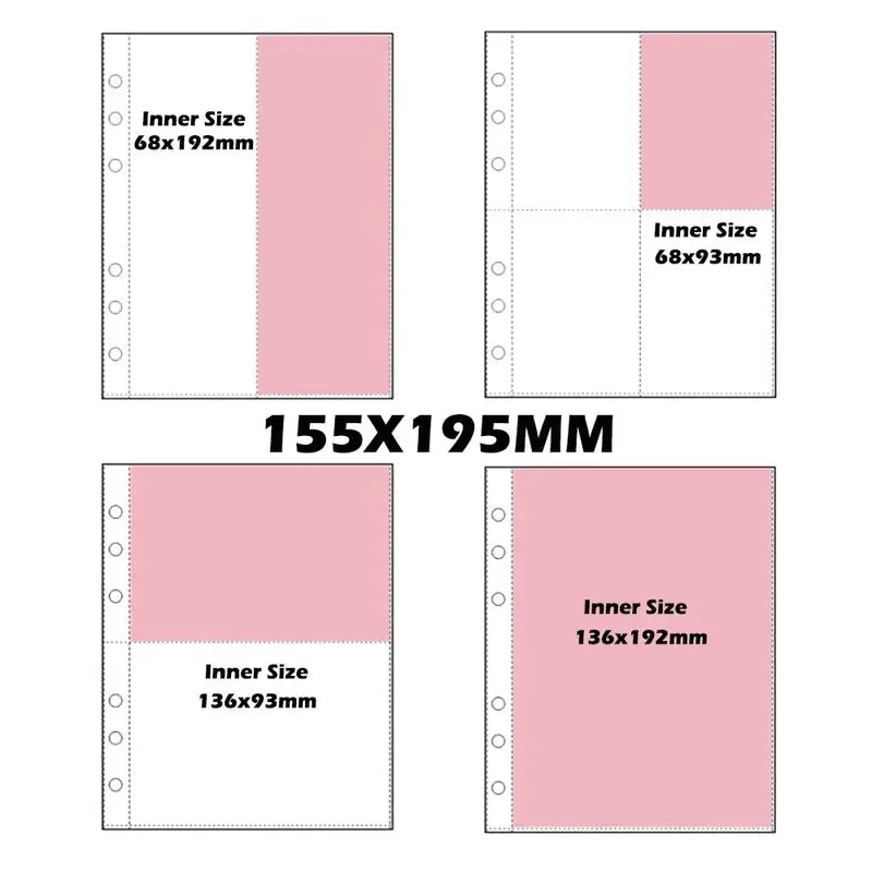 A5 Photocard Binder Sheets - Transparent PP Acid-Free Multiple Pockets for Collectible Cards