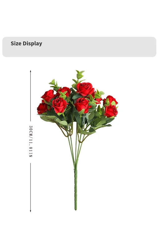 Artificial Flower Bouquet with Roses and Eucalyptus for Wedding & Home Decor