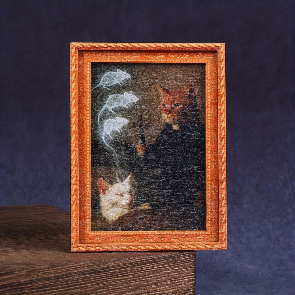 Mini Cat Photo Frame Magnet - Refrigerator Decor for Cat Lovers & Home