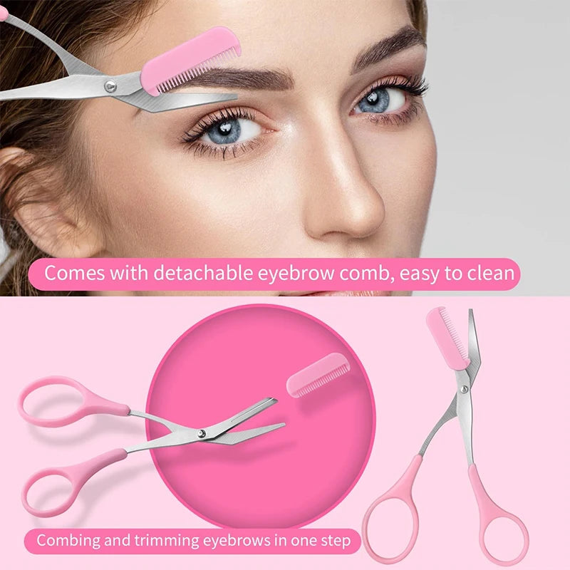 Eyebrow Trimmer Scissors with Comb - Facial Hair Grooming & Shaping Tool