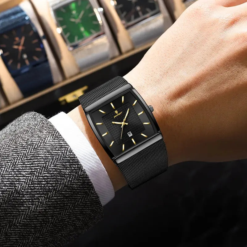 Luxury Men’s Waterproof Luminous Stainless Steel Mesh Watch - Business Quartz