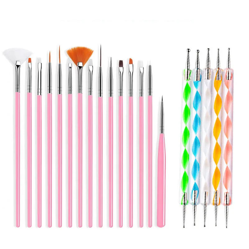 Nail Art Brushes Set Manicure Tools Liquid Powder Carving UV Gel Painting Pen