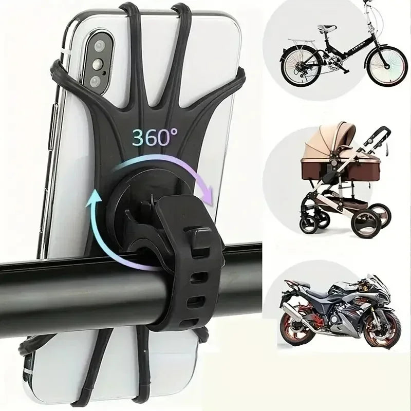360 Rotatable Bicycle Motorcycle Phone Holder Silicone Support Mount for All Phones