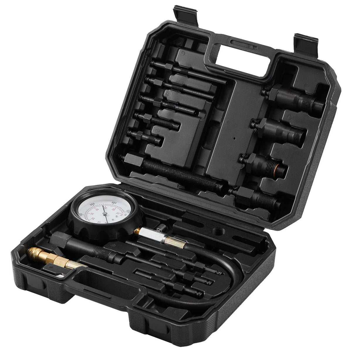 Diesel Engine Compression Tester Kit with 18 Adapters - Heavy Duty Cylinder Pressure Test Tool