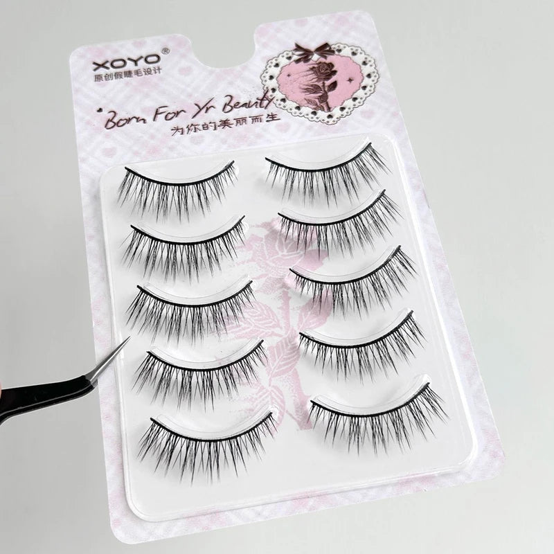 Cosplay False Eyelashes Strip C Curl Natural Look Synthetic Fiber 7-13mm