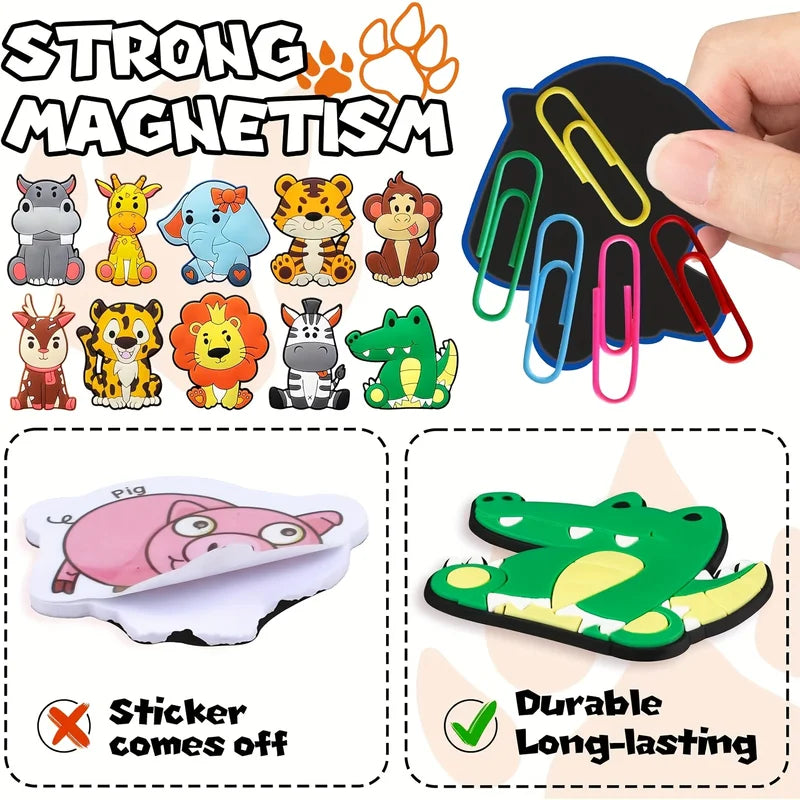 10PCS Cute Animal Refrigerator Magnets Set - Kitchen Decor & Whiteboard Accessories