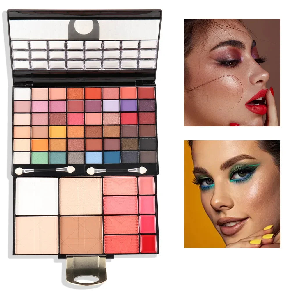 Pro Makeup Kit for Women All-in-One Eyeshadow Eyebrow Lipstick & Brush Set