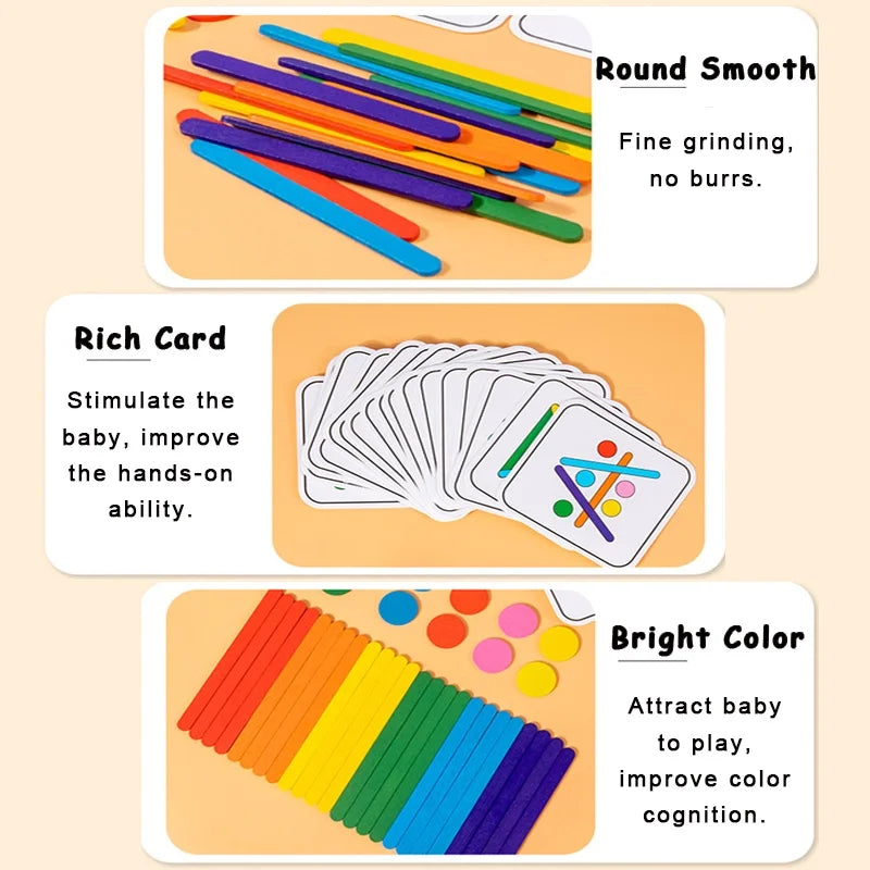 Kids Rainbow Wooden Puzzle Montessori Sensory Toy for Logical Thinking & Matching