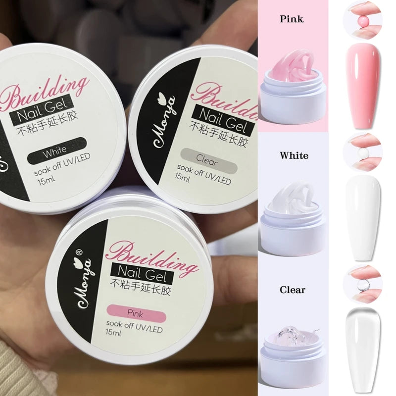 15/5ml Non-Stick Nail Extension Gel Polish for Nail Art & Building - Pink White Clear