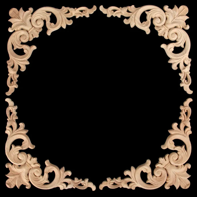 Wooden Corner Wall Decal Set - European Style Oak Flower & Branch Decor for Cabinets & Doors
