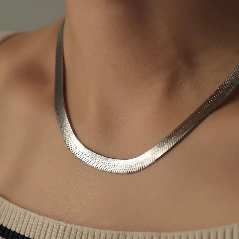 Sterling Silver Snake Chain Necklace for Women Minimalist Pendant Gift