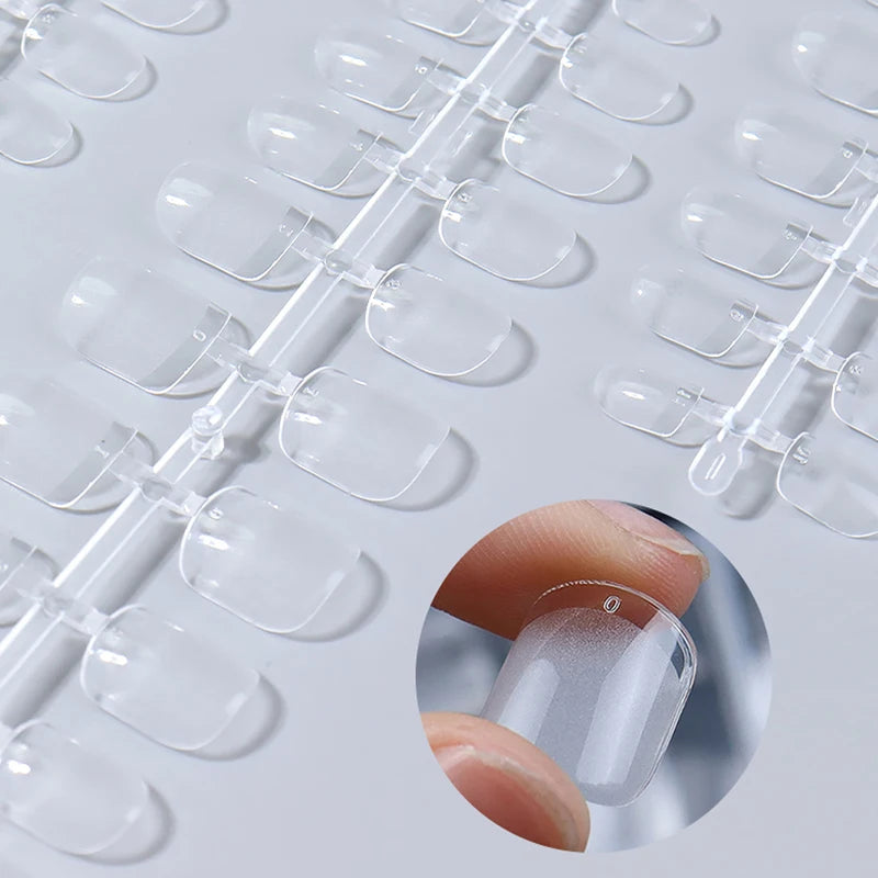 240PCS Short Press On Nails Set - Square White Fake Gel Nails Full Cover Summer