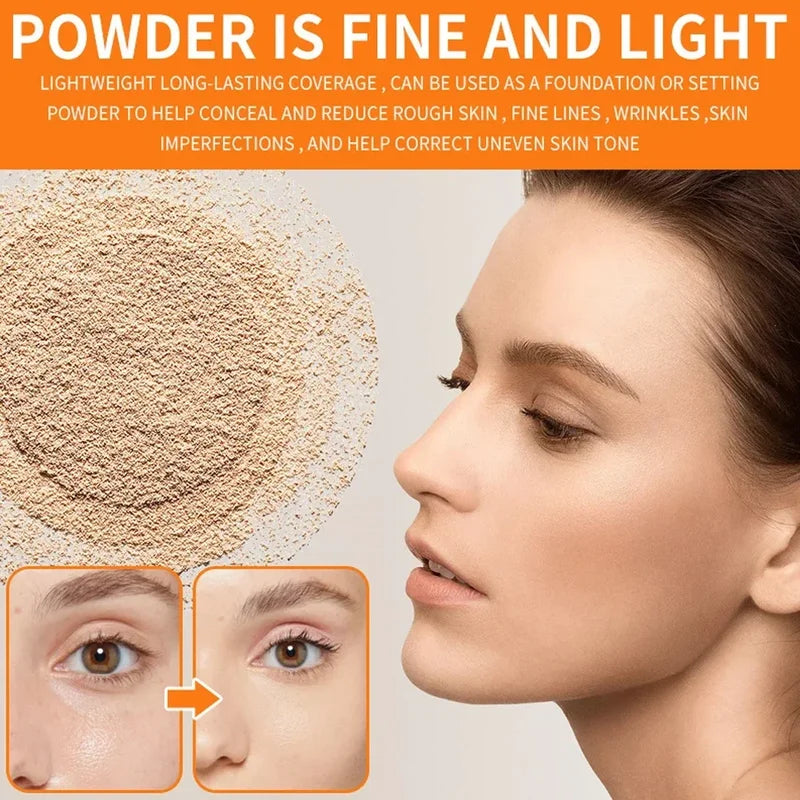 Waterproof Mineral Face Powder Oil Control Translucent Setting Powder High Coverage Makeup Fixer for Women