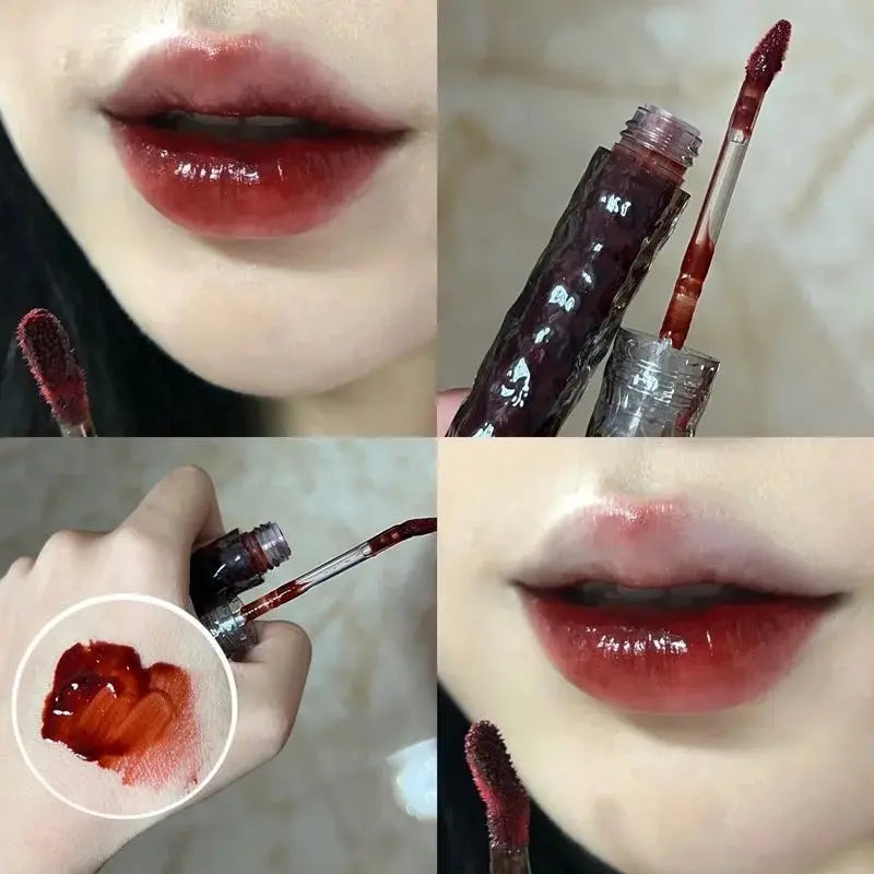 Hydrating Lip Gloss with Glacier Rock Mirror Design - Long-Lasting Moisturizing Lip Shine