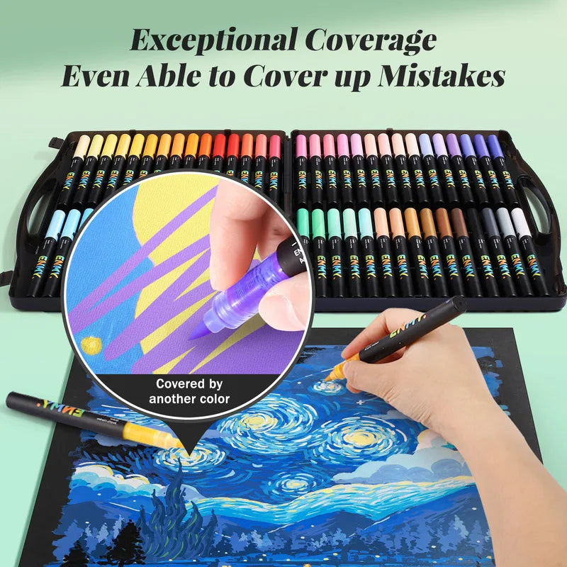 Acrylic Paint Markers Pen Set - Quick-Dry Liquid Graffiti Art Supplies