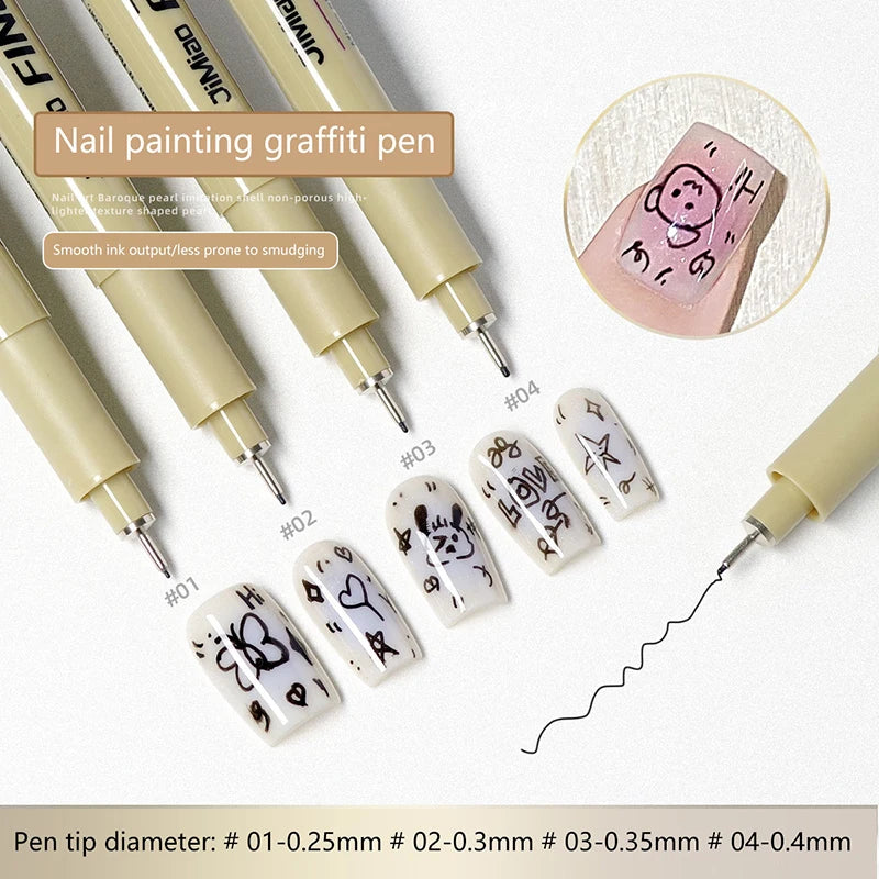 Waterproof Nail Art Graffiti Line Pen Set for Fine Pattern Drawing