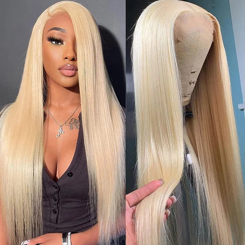 Full Lace Front Wigs 13x4 13x6 HD Transparent Lace Human Hair Wig Blonde Straight 46 Inches