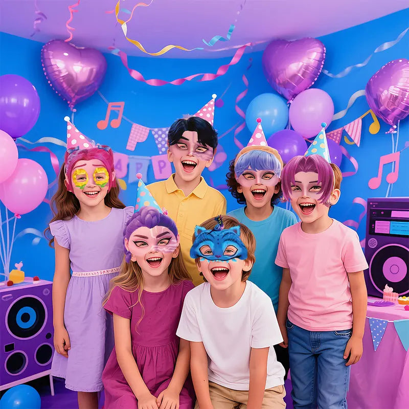 12PCS Kids Party Masks and Paper Glasses Set - Fantasy Hunter Celebration Props