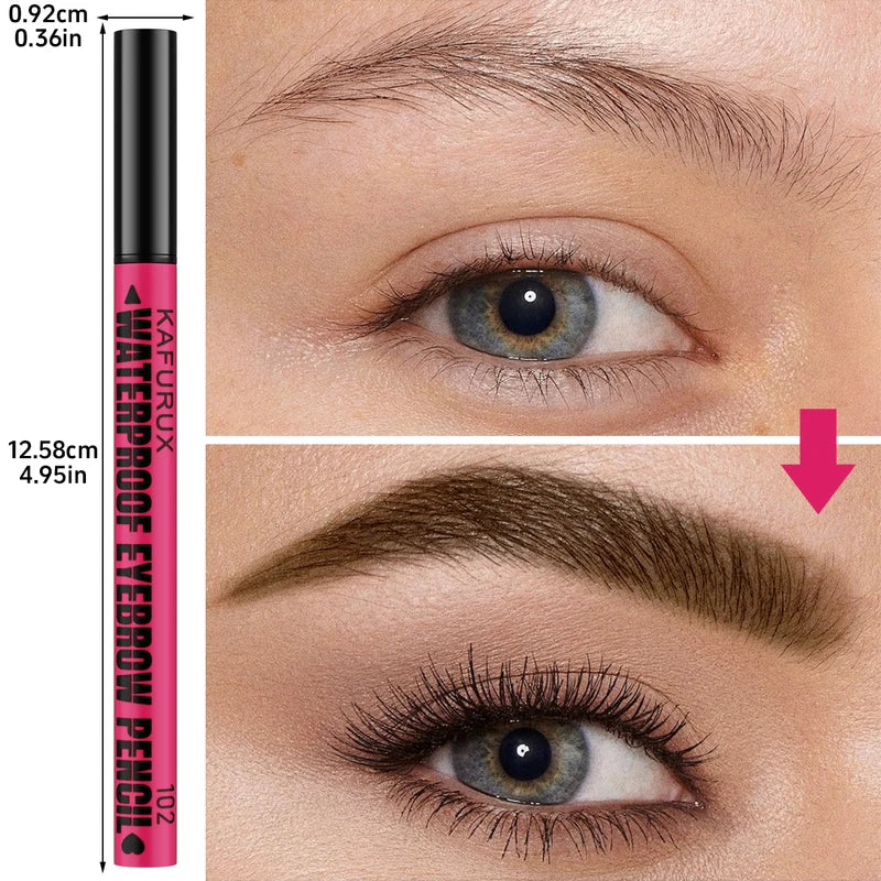 Waterproof 3-Color Eyebrow Pen Microblading Eyebrow Pencil with 4-Head Design for Natural Brows