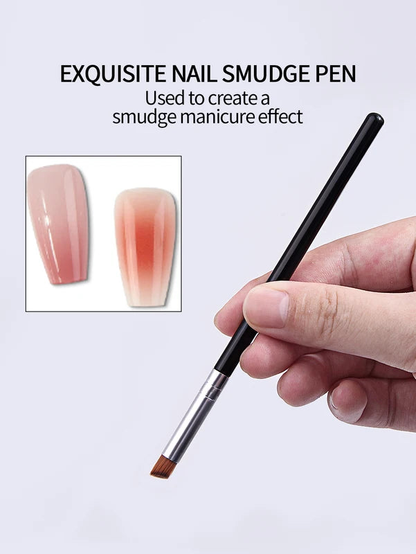 Gradient Smudge Nail Art Brush Set for Manicure UV Gel Polish Draw Paint