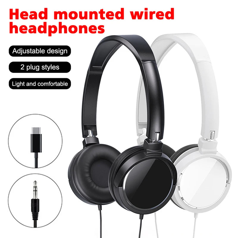 Wired Over-Ear Headphones with Noise Cancelling Microphone for PC Mobile