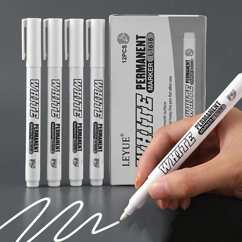 Waterproof Metal Paint Pen Set for Art & Graffiti - White, 1MM, Multiple Colors