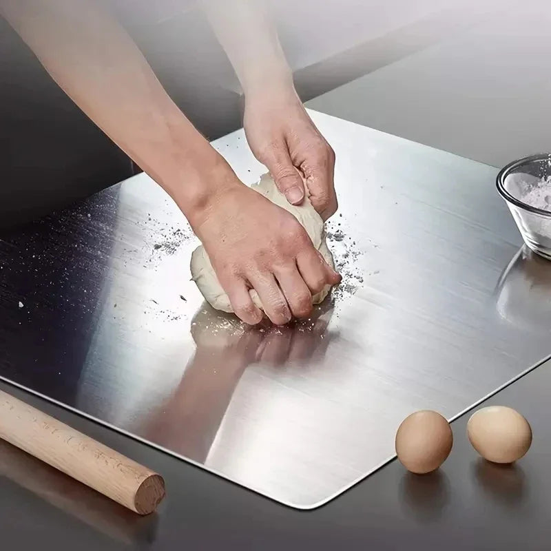 L-Shaped Folding Stainless Steel Double-Sided Cutting Board Kitchen Household Fruit and Dough Prep