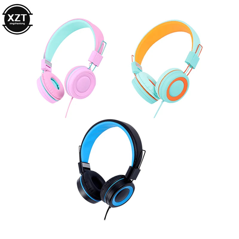 Kids Wired Headphones with Microphone, Foldable Stereo Earphones for Online Learning and Gaming