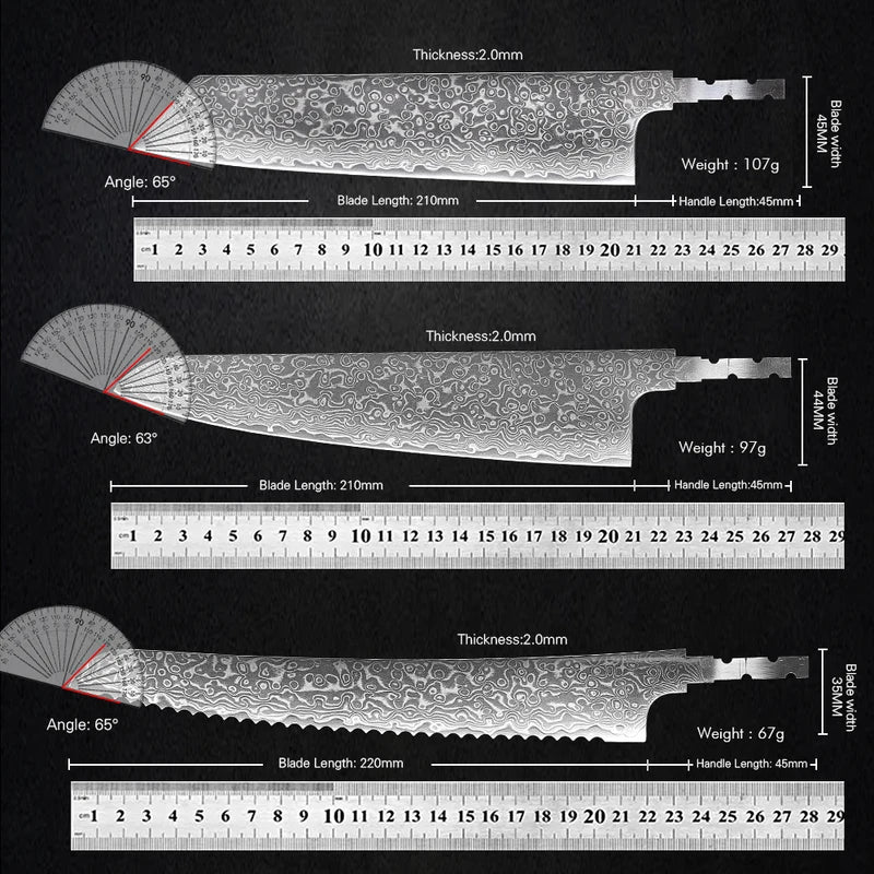 Japanese Hand Forged Chef Knife Blade - Damascus Steel DIY Blank Knife
