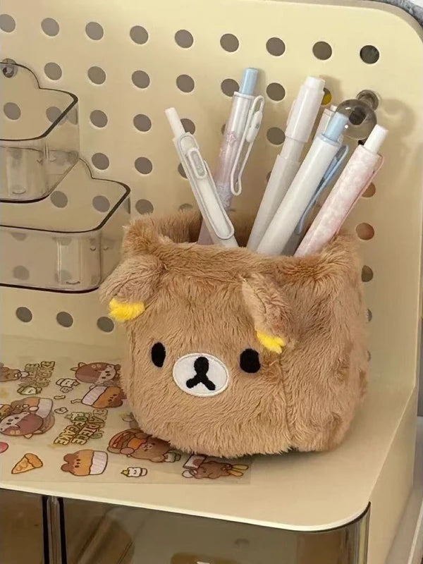 Plush Pencil Holder Makeup Organizer Kawaii Desk Accessories Gift