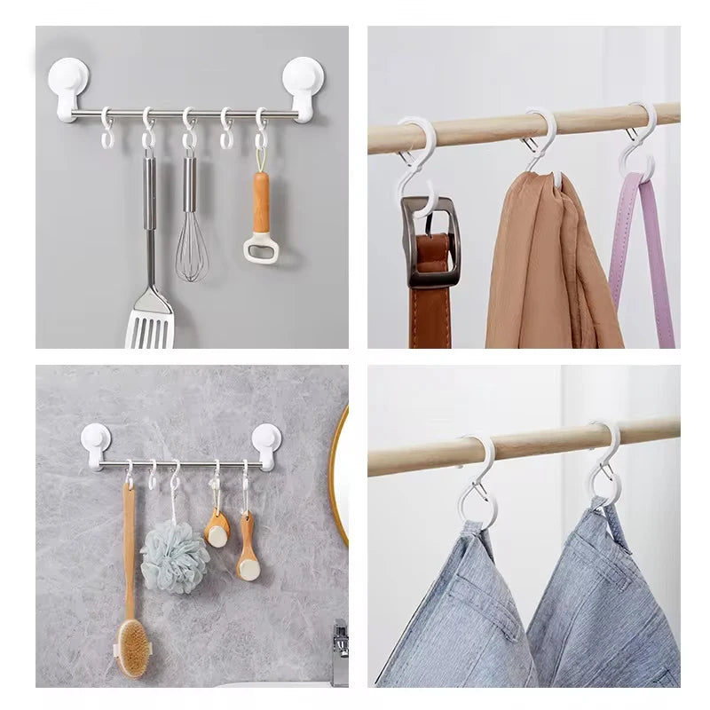 8-Pack S-Shape Hanger Hooks for Kitchen & Home Organization - Durable & Windproof