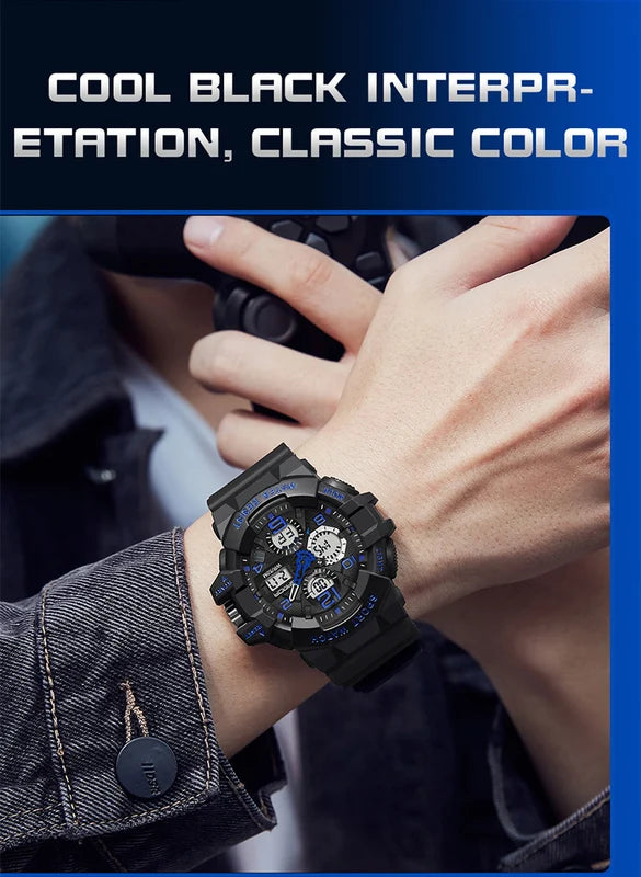 Digital Military Sports Watch for Men Waterproof Shock-Resistant Electronic Wristwatch