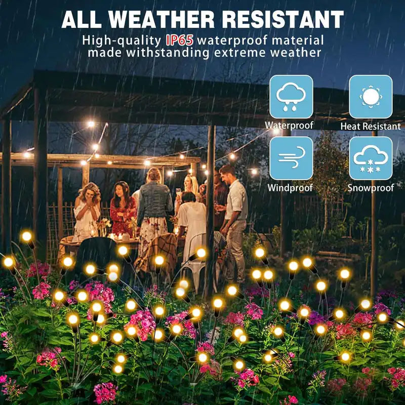 10 LED Solar Firefly Garden Lights Waterproof Outdoor Pathway Lamps