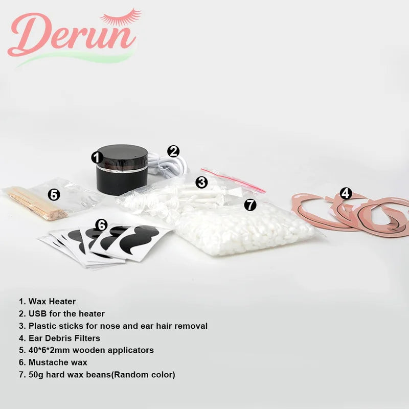 USB Mini Hair Removal Wax Warmer Kit - Facial & Body Waxing Device