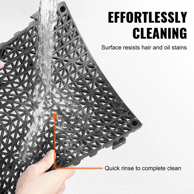 Interlocking PVC Drainage Floor Tiles 12x12 Inch Non-Slip Pool Bathroom Mat - Multiple Colors