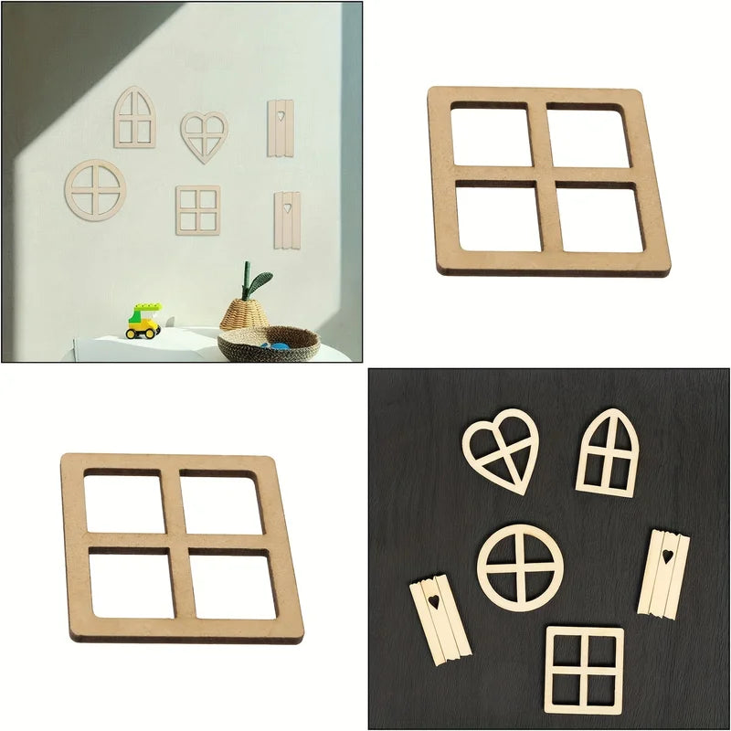 Wooden Fairy Window Decorations DIY Craft Supplies for Fairy Gardens and Scrapbooking