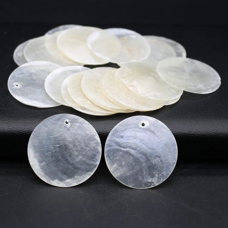 Natural Shell Pendant Charms for Jewelry Making - 100pcs Round White Slices