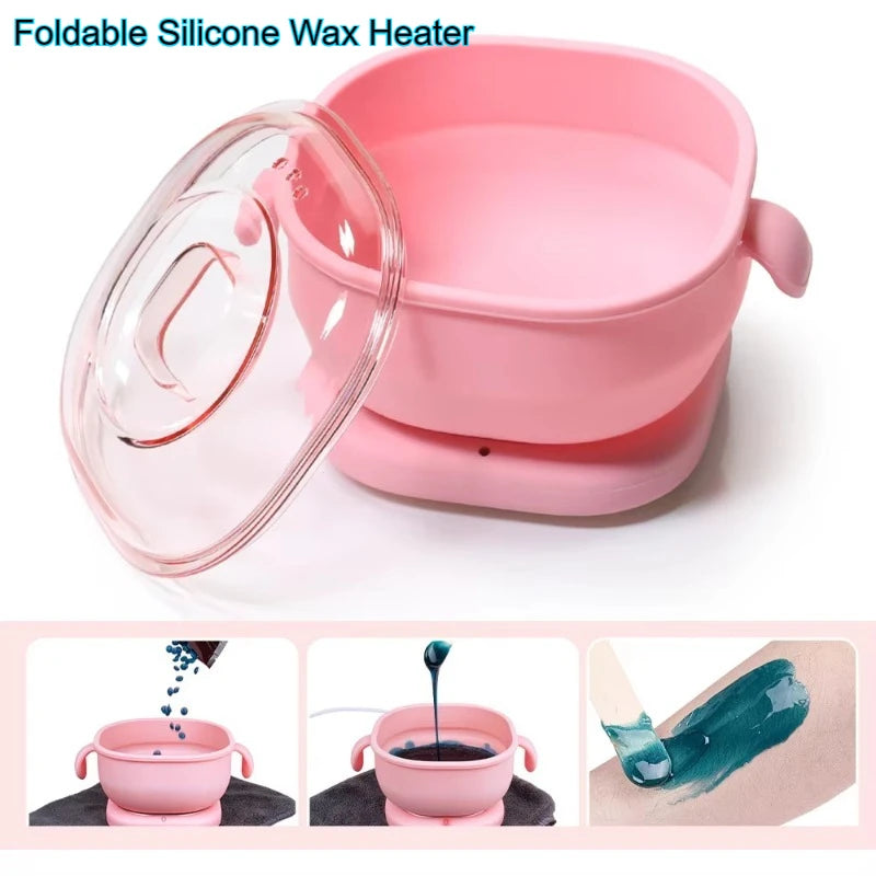 Foldable Silicone Wax Heater Kit for Body Hair Removal with 400cc Pot