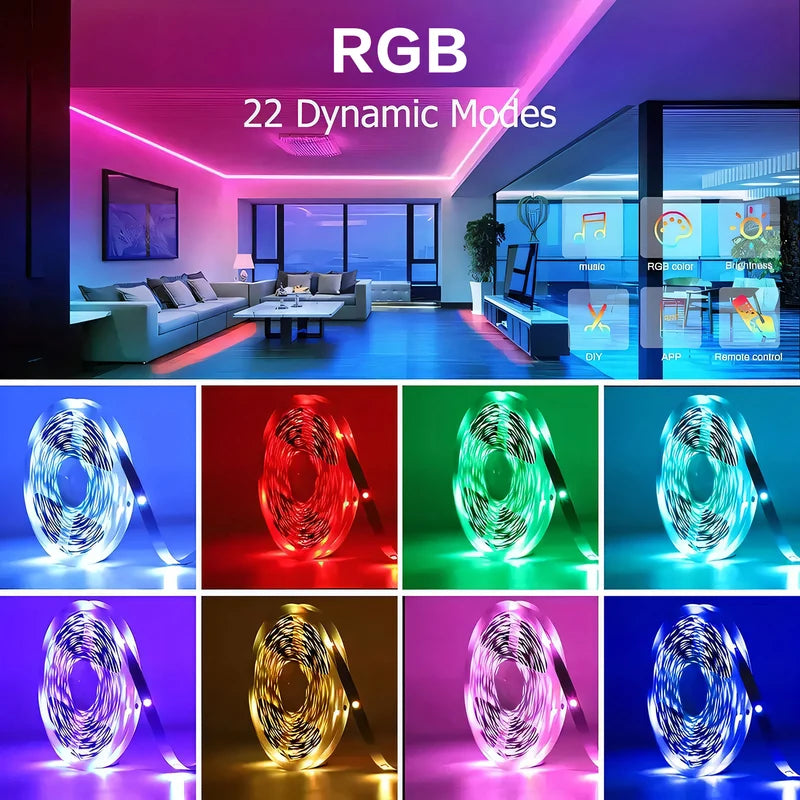 100FT RGB LED Strip Lights with Remote & App Control for Room Decoration