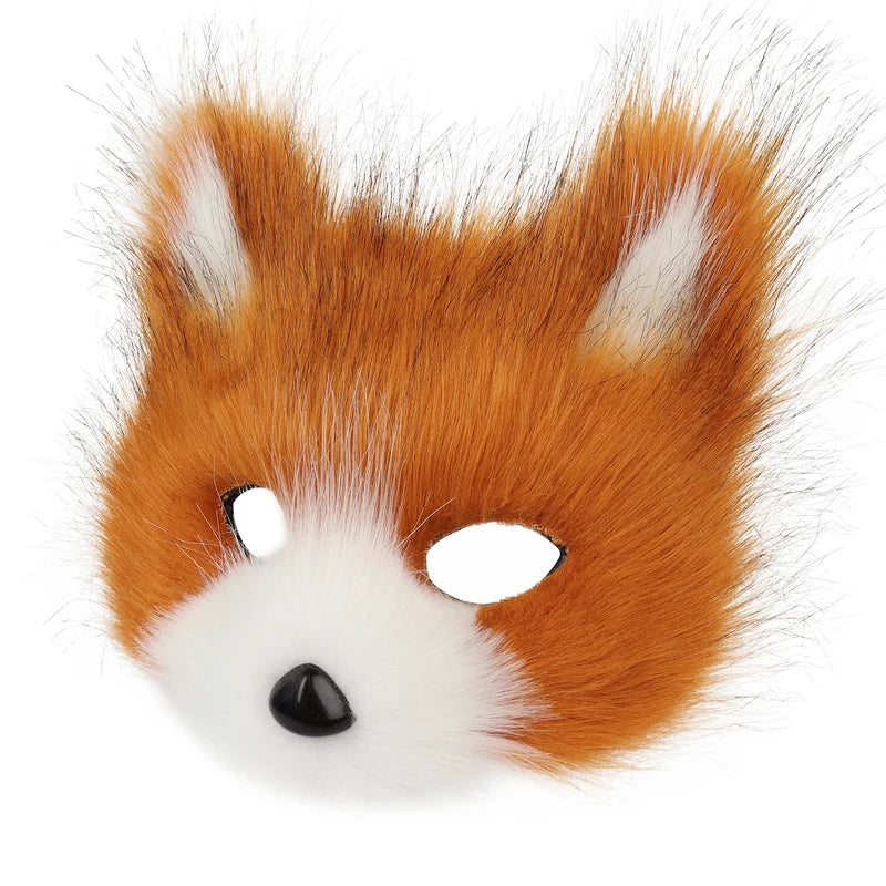Faux Fur Animal Mask for Cosplay & Halloween - Cat, Fox, Bunny Styles