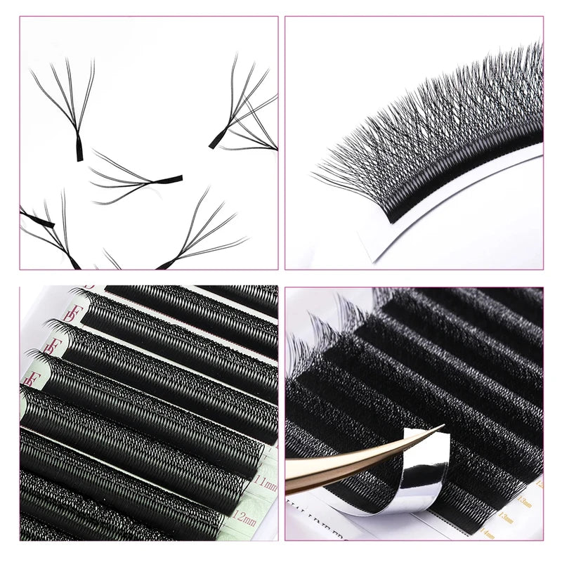 False Eyelash Extensions 8D W Shape Premade Fan Mink Lashes with Tips