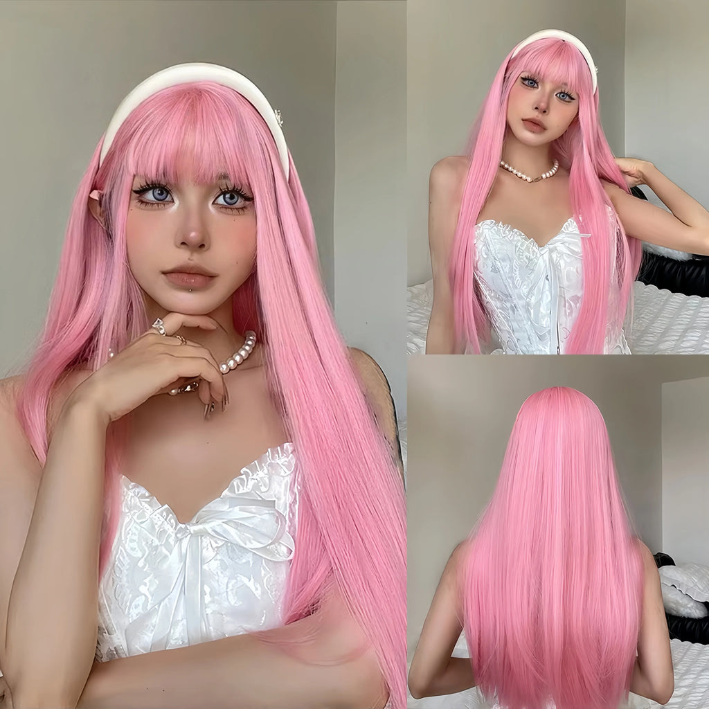 Long Straight Synthetic Wig for Halloween & Cosplay - High-Temperature Silk Cap