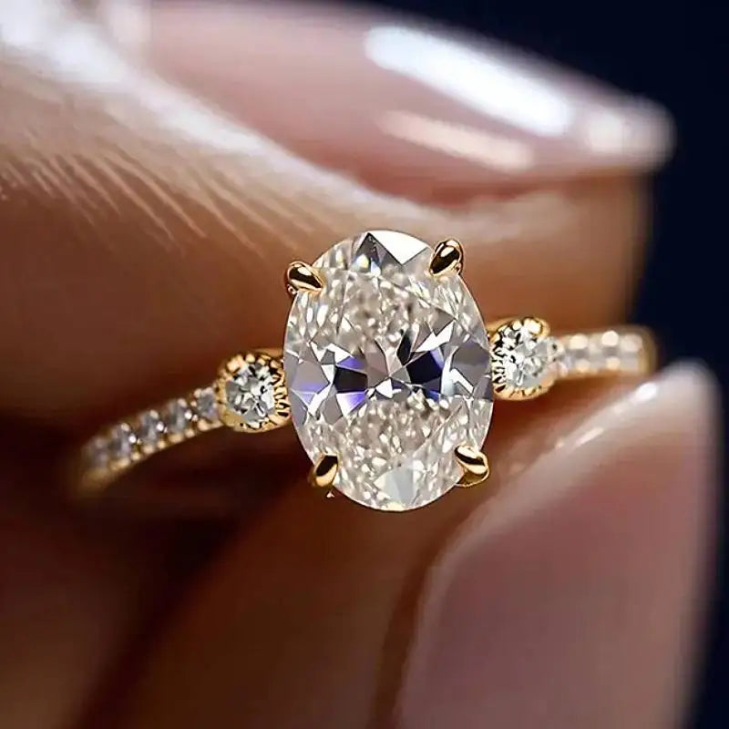 Fashion Women Ring with Cubic Zirconia - Gold Color Engagement Jewelry