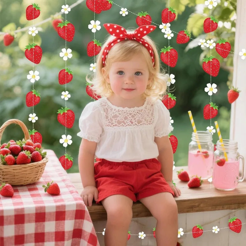 Strawberry Garland Fruit Hanging Banners for Kids Room & Party Decor