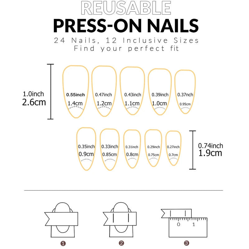 100Pcs Almond Press-On Fake Nails Medium Length Black Matte Nail Tips