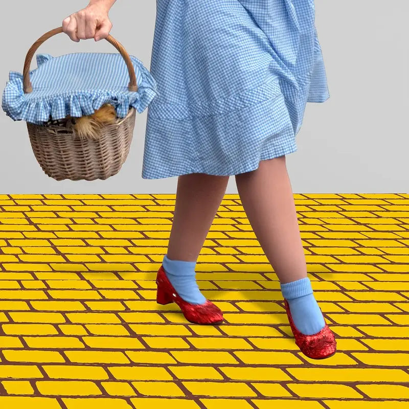 Yellow Brick Wall Backdrop for Halloween Wizard Cosplay Party Decorations - Long Floor Runner