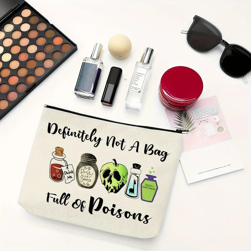Large Capacity Makeup Bag with Zipper - Witch-Themed Cosmetic Pouch for Travel & Storage